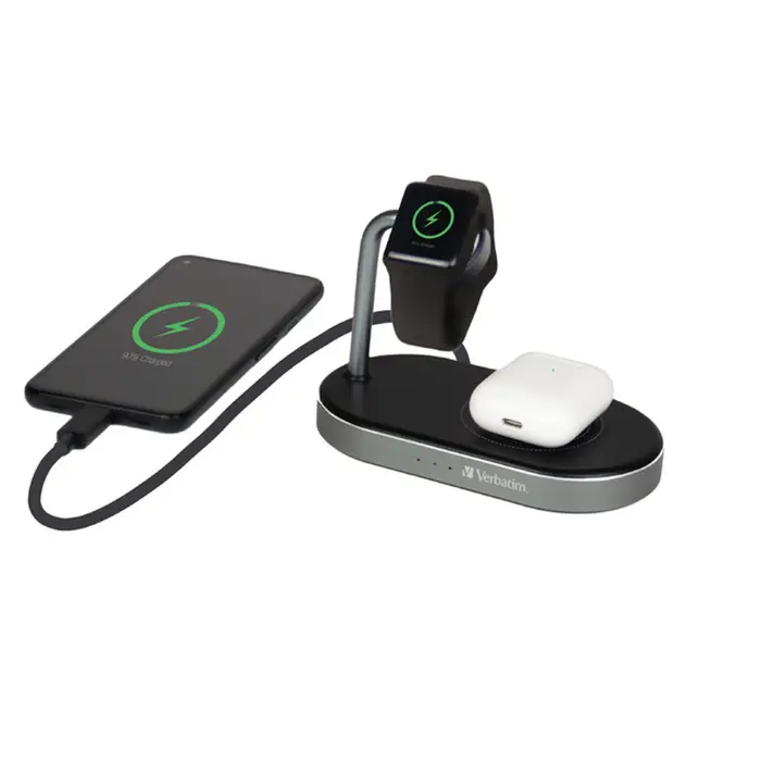 Verbatim WCS-02 stalak za punjenje 3u1 Qi/MFi Wireless + QS kabel + Apple Watch, V049556