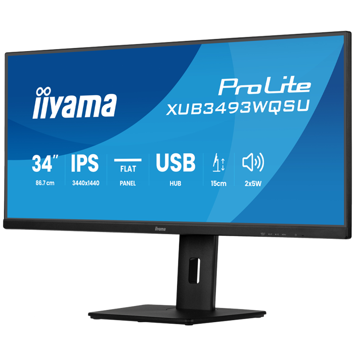 XUB3493WQSU-B6 34 IPS Ultra wide flat screen with PIP, PBP and height adjustable stand, XUB3493WQSU-B6